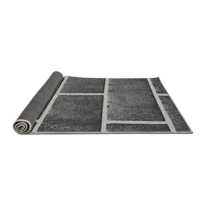 Thickness of Patterned Dark Gray Black Rug, pat629gry