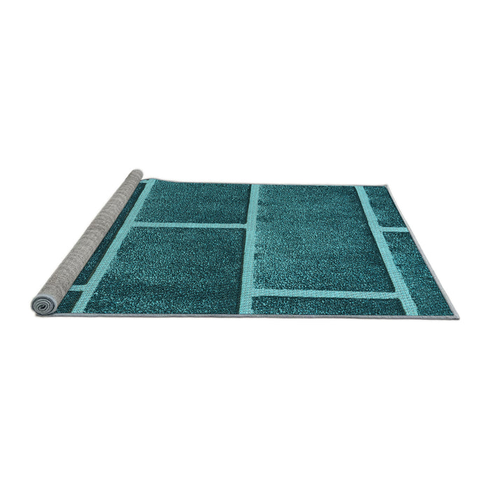 Sideview of Machine Washable Transitional Bright Turquoise Blue Rug, wshpat629lblu