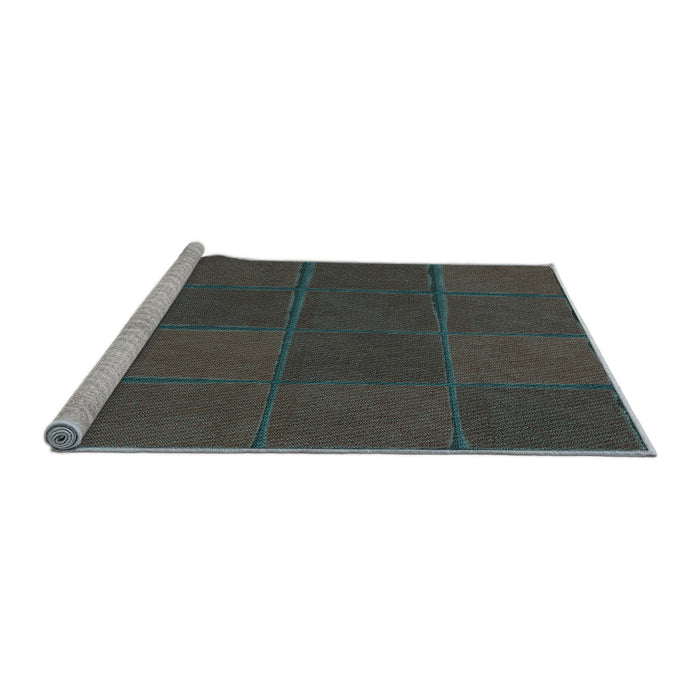 Sideview of Machine Washable Transitional Green Rug, wshpat631lblu