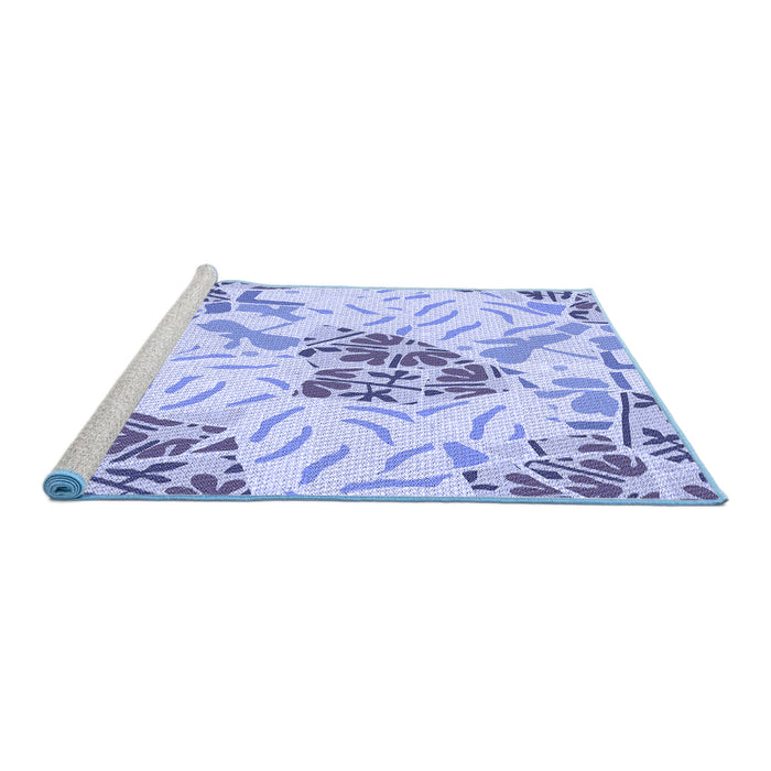 Sideview of Machine Washable Transitional Blue Rug, wshpat632blu