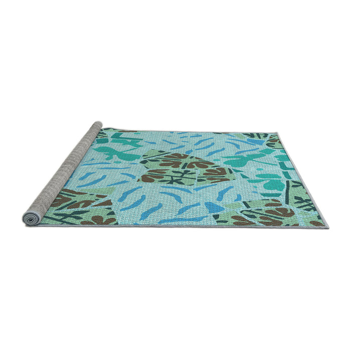 Sideview of Machine Washable Transitional Blue Rug, wshpat632lblu