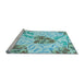 Sideview of Machine Washable Transitional Blue Rug, wshpat632lblu