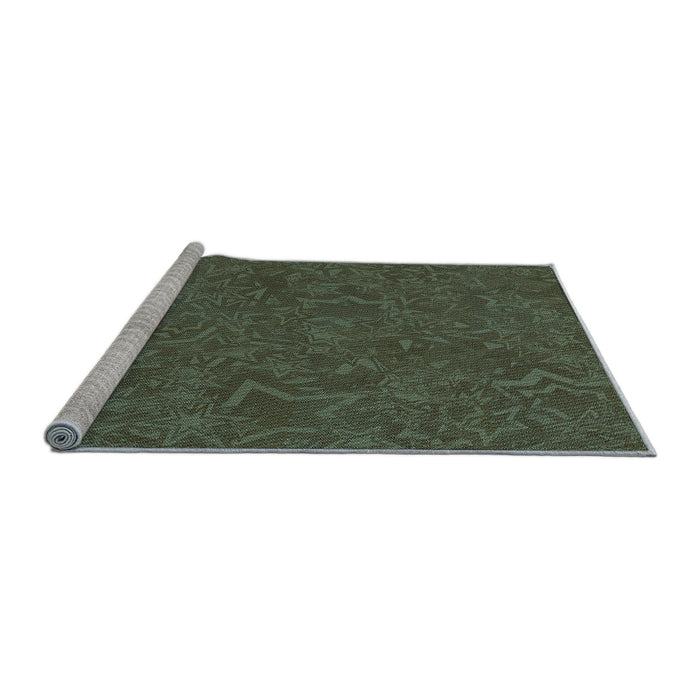 Sideview of Machine Washable Transitional Hazel Green Rug, wshpat634lblu
