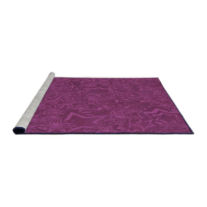 Sideview of Machine Washable Transitional Neon Pink Rug, wshpat634pur