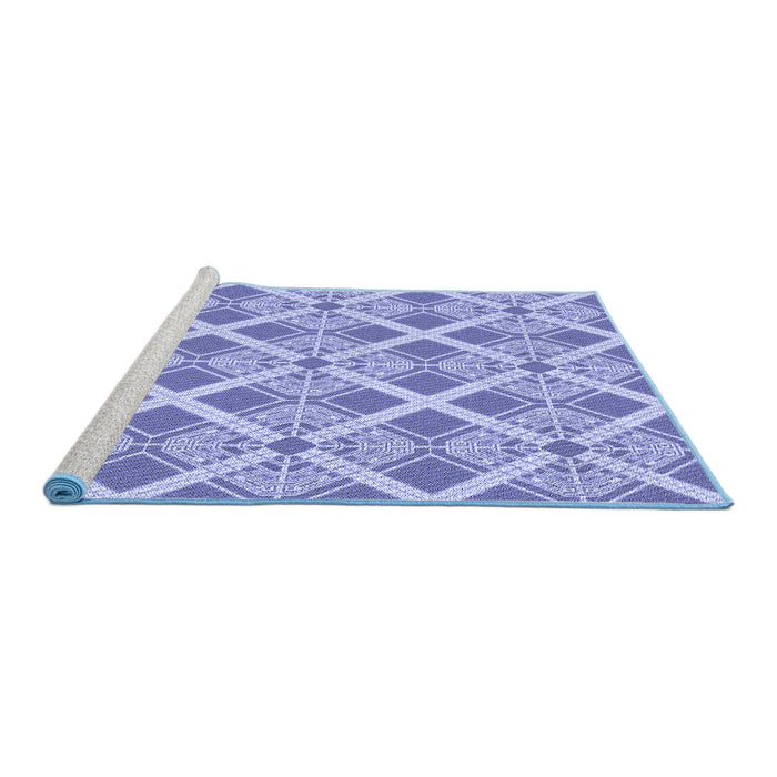 Sideview of Machine Washable Transitional Blue Rug, wshpat638blu