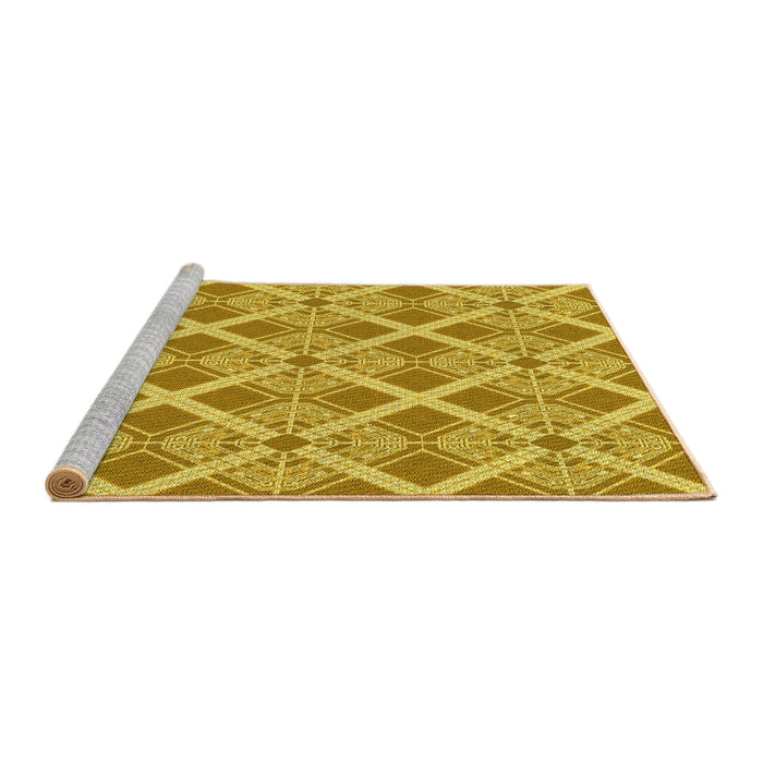 Sideview of Machine Washable Transitional Bright Gold Yellow Rug, wshpat638yw