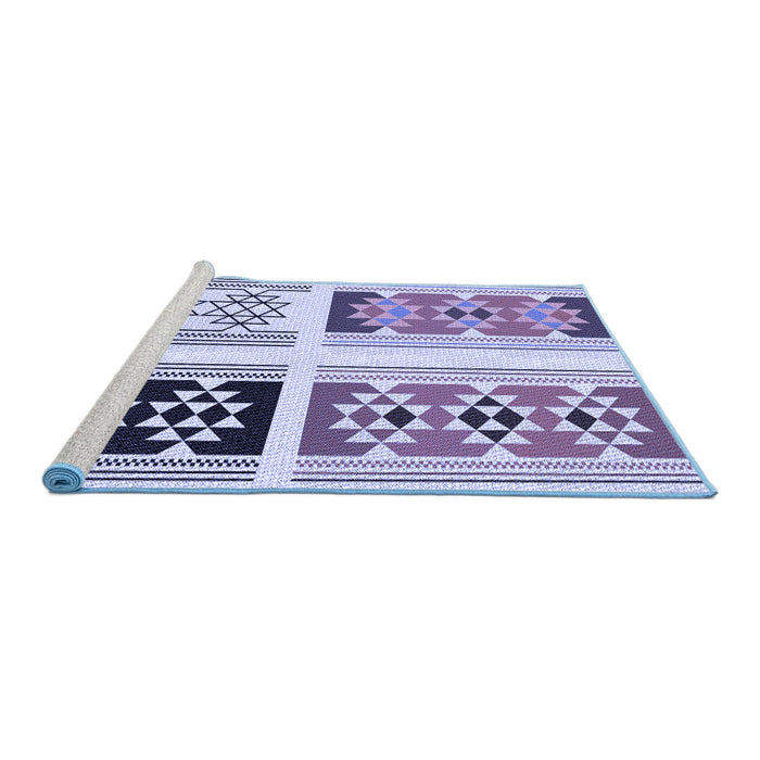 Sideview of Machine Washable Transitional Deep Periwinkle Purple Rug, wshpat641blu