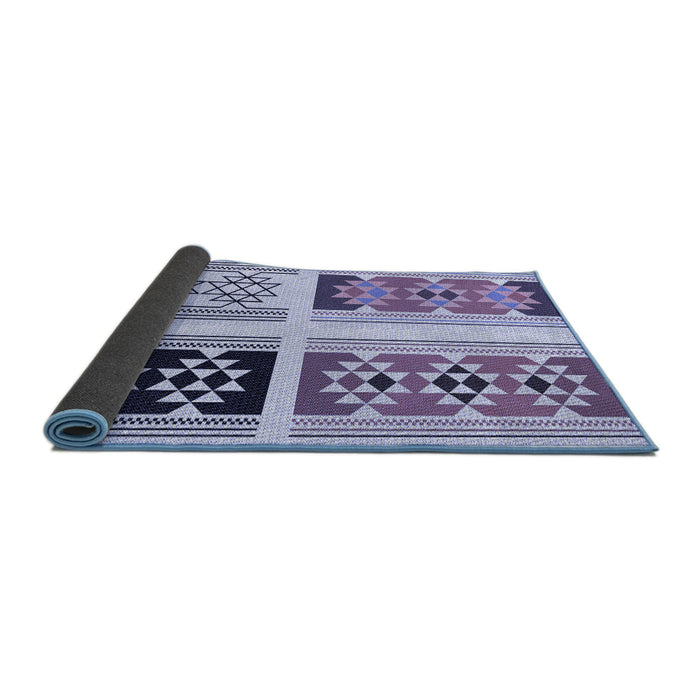 Thickness of Patterned Deep Periwinkle Purple Rug, pat641blu