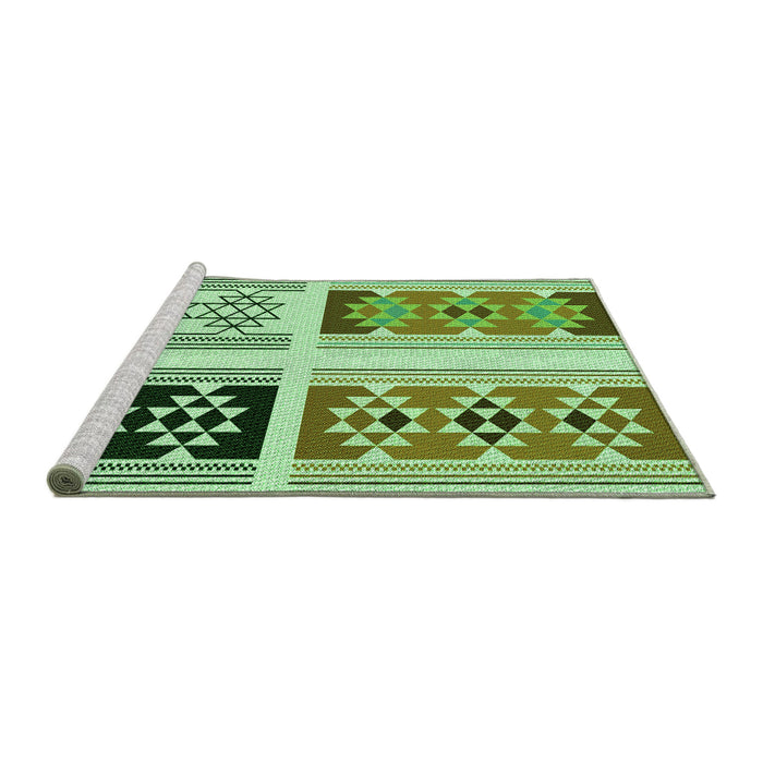 Sideview of Machine Washable Transitional Light Green Rug, wshpat641grn