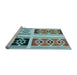 Sideview of Machine Washable Transitional Blue Rug, wshpat641lblu