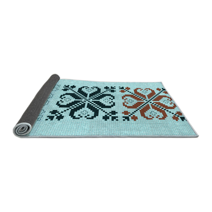 Thickness of Patterned Cadet Blue Green Rug, pat642lblu