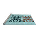 Sideview of Machine Washable Transitional Cadet Blue Green Rug, wshpat642lblu
