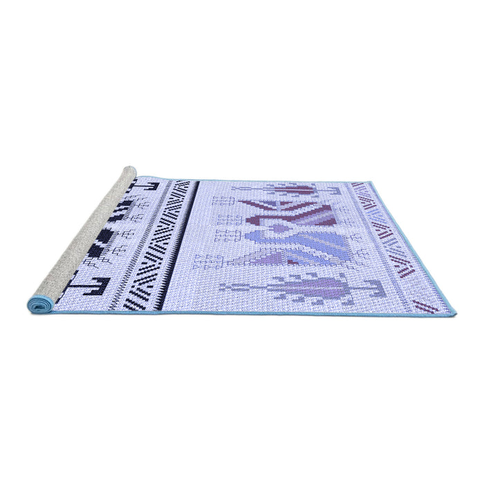 Sideview of Machine Washable Transitional Lavender Blue Rug, wshpat643blu
