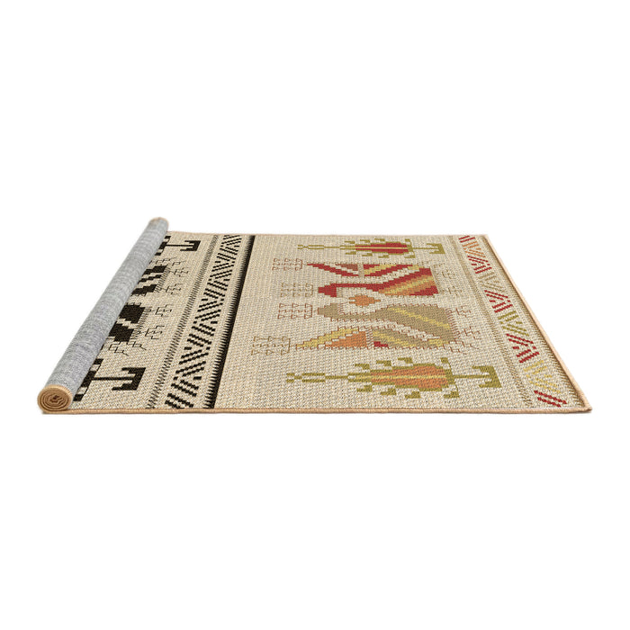 Sideview of Machine Washable Transitional Vanilla Gold Rug, wshpat643brn