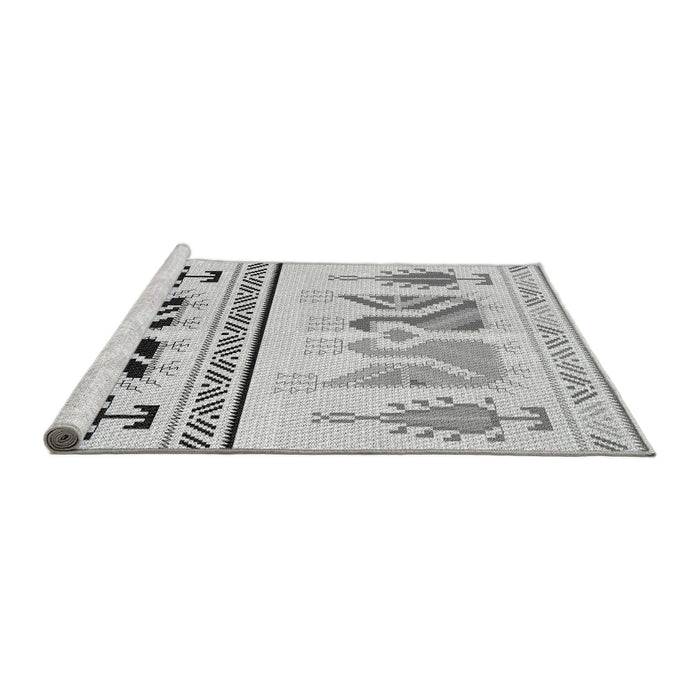 Sideview of Machine Washable Transitional Gray Rug, wshpat643gry