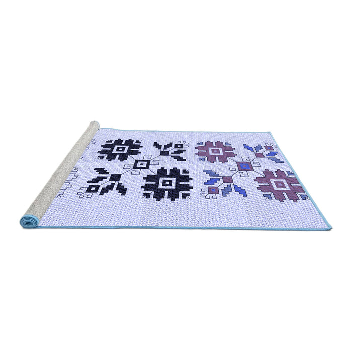 Sideview of Machine Washable Transitional Lavender Blue Rug, wshpat644blu