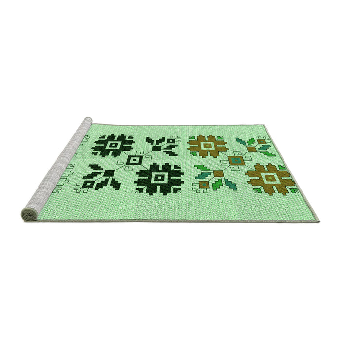 Sideview of Machine Washable Transitional Mint Green Rug, wshpat644grn