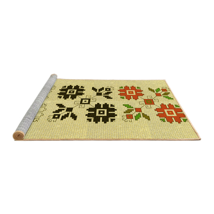 Sideview of Machine Washable Transitional Sun Yellow Rug, wshpat644yw