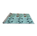 Sideview of Machine Washable Transitional Green Rug, wshpat645lblu