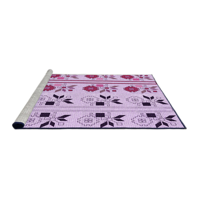 Sideview of Machine Washable Transitional Orchid Purple Rug, wshpat645pur