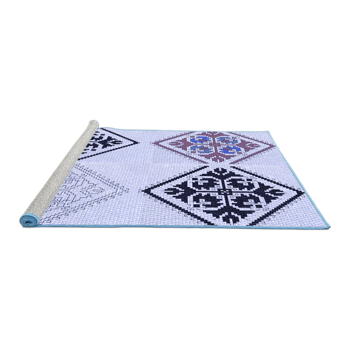 Sideview of Machine Washable Transitional Lavender Blue Rug, wshpat646blu