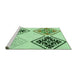 Sideview of Machine Washable Transitional Green Rug, wshpat646grn