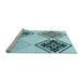 Sideview of Machine Washable Transitional Deep-Sea Green Rug, wshpat646lblu