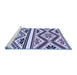 Sideview of Machine Washable Transitional Blue Rug, wshpat647blu