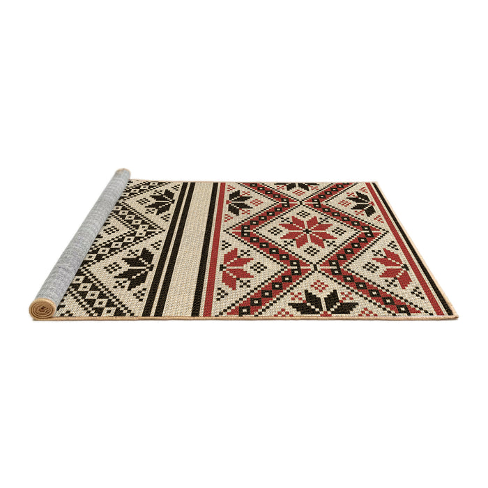 Sideview of Machine Washable Transitional Khaki Gold Rug, wshpat647brn