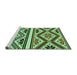 Sideview of Machine Washable Transitional Light Green Rug, wshpat647grn