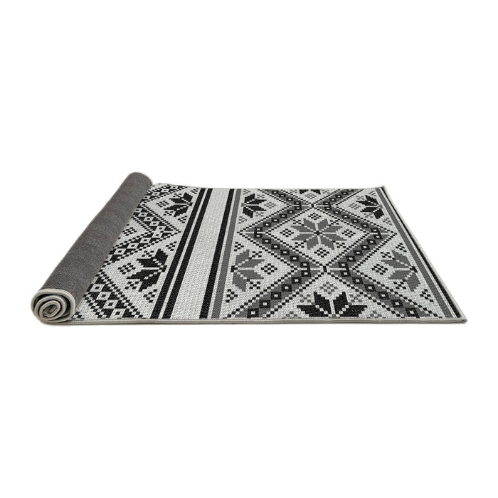 Thickness of Patterned Dark Gray Black Rug, pat647gry