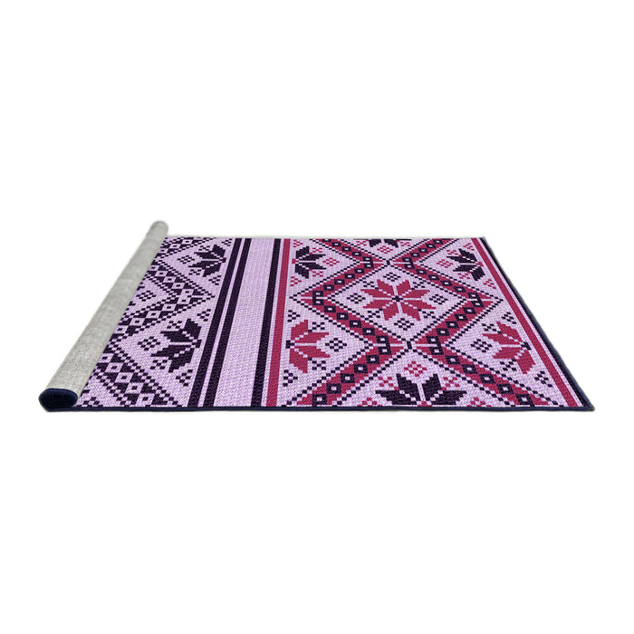 Sideview of Machine Washable Transitional Blossom Pink Rug, wshpat647pur