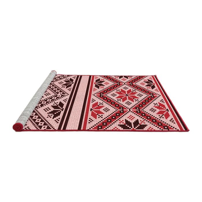 Sideview of Machine Washable Transitional Saffron Red Rug, wshpat647rd