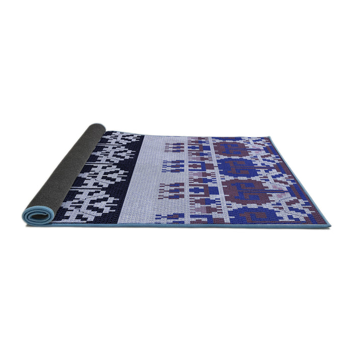 Thickness of Patterned Blue Rug, pat648blu