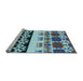 Sideview of Machine Washable Transitional Blue Rug, wshpat648lblu