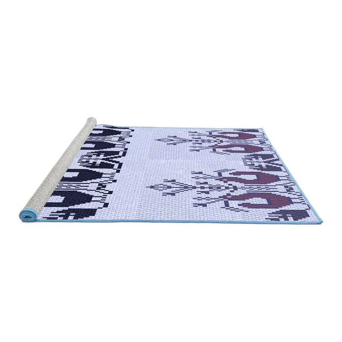 Sideview of Machine Washable Transitional Lavender Blue Rug, wshpat649blu