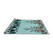 Sideview of Machine Washable Transitional Green Rug, wshpat649lblu