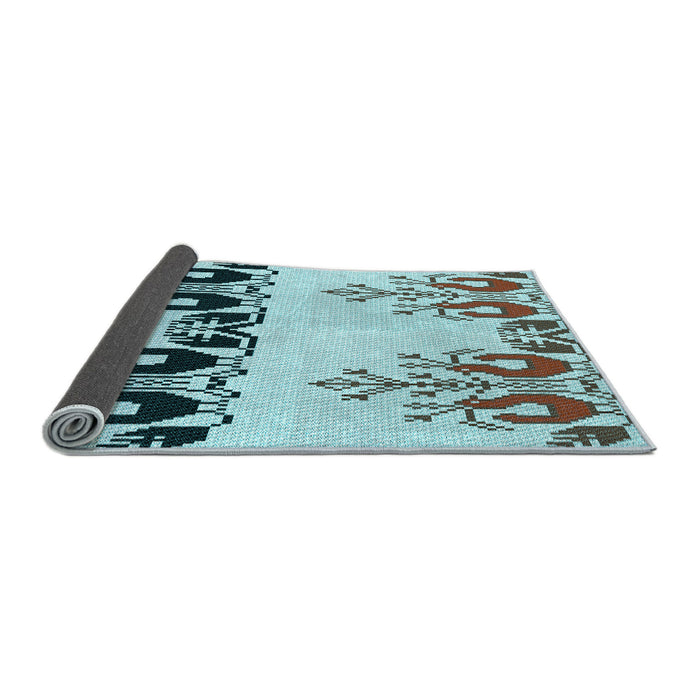 Thickness of Patterned Sea Green Rug, pat649lblu
