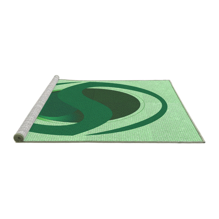Sideview of Machine Washable Transitional Pale Green Rug, wshpat650grn