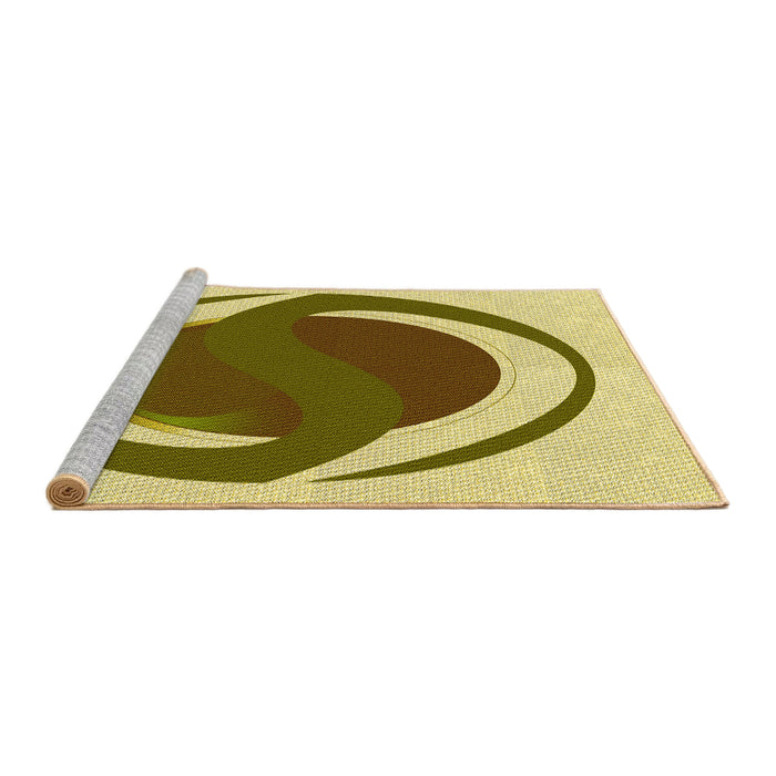 Sideview of Machine Washable Transitional Dark Yellow Green Rug, wshpat650yw