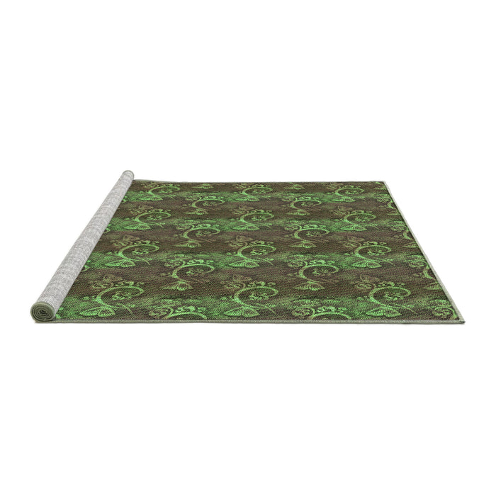 Sideview of Machine Washable Transitional Green Rug, wshpat651grn