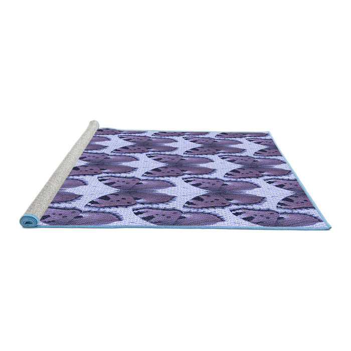 Sideview of Machine Washable Transitional Jeans Blue Rug, wshpat652blu