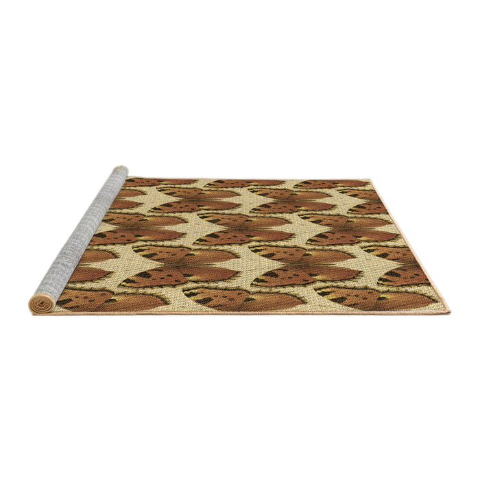 Sideview of Machine Washable Transitional Saddle Brown Rug, wshpat652brn