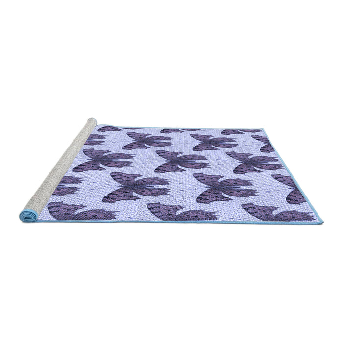 Sideview of Machine Washable Transitional Deep Periwinkle Purple Rug, wshpat653blu