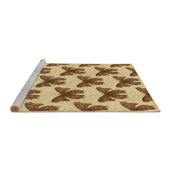 Sideview of Machine Washable Transitional Mahogany Brown Rug, wshpat653brn