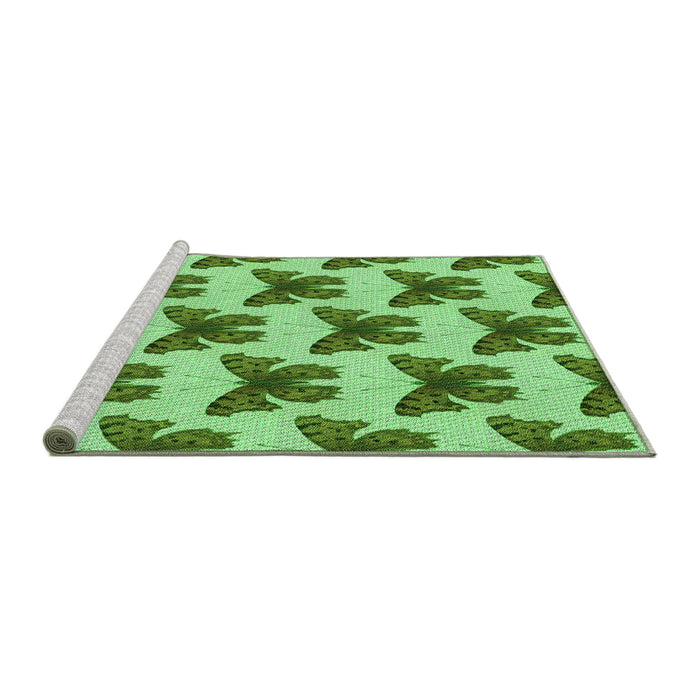 Sideview of Machine Washable Transitional Jade Green Rug, wshpat653grn