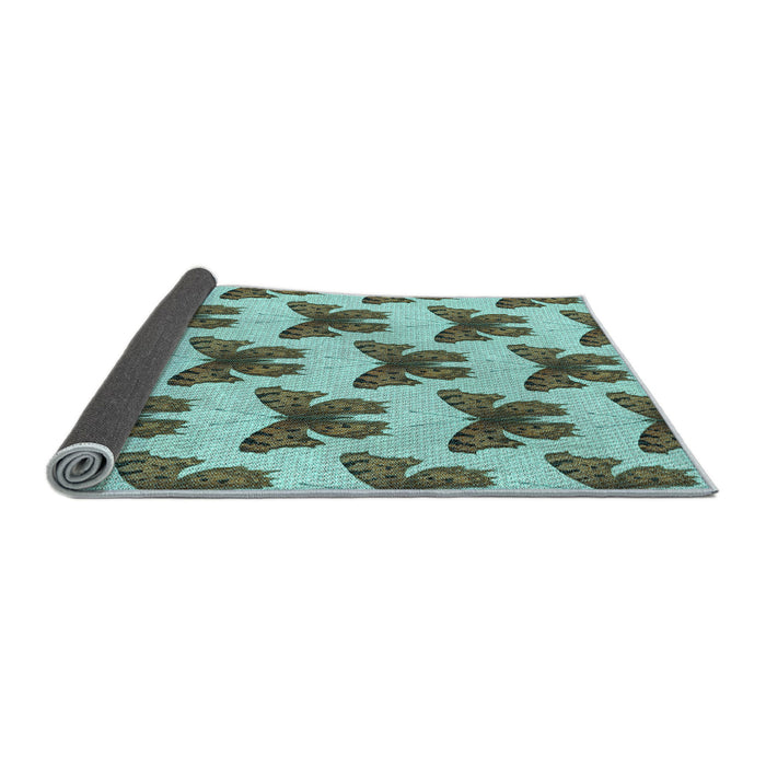 Thickness of Patterned Dark Olive Green Rug, pat653lblu