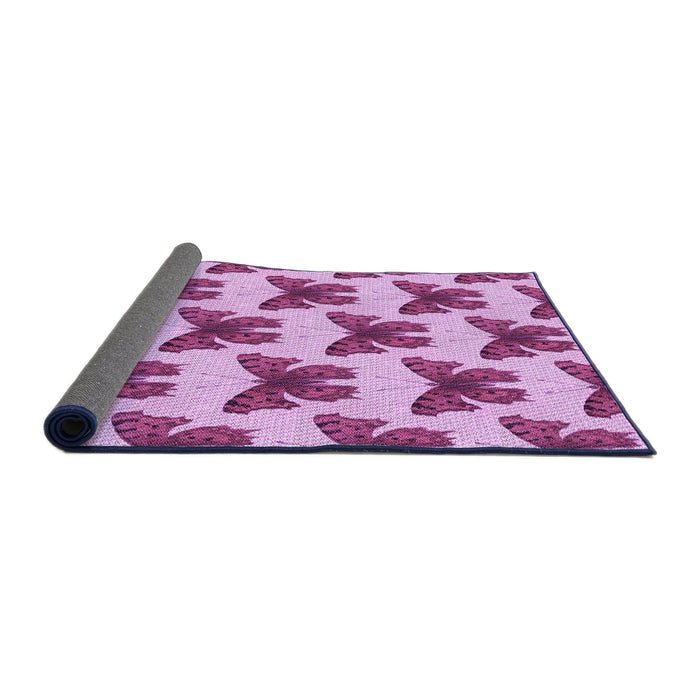 Thickness of Patterned Medium Violet Red Pink Rug, pat653pur