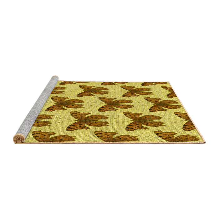 Sideview of Machine Washable Transitional Yellow Rug, wshpat653yw