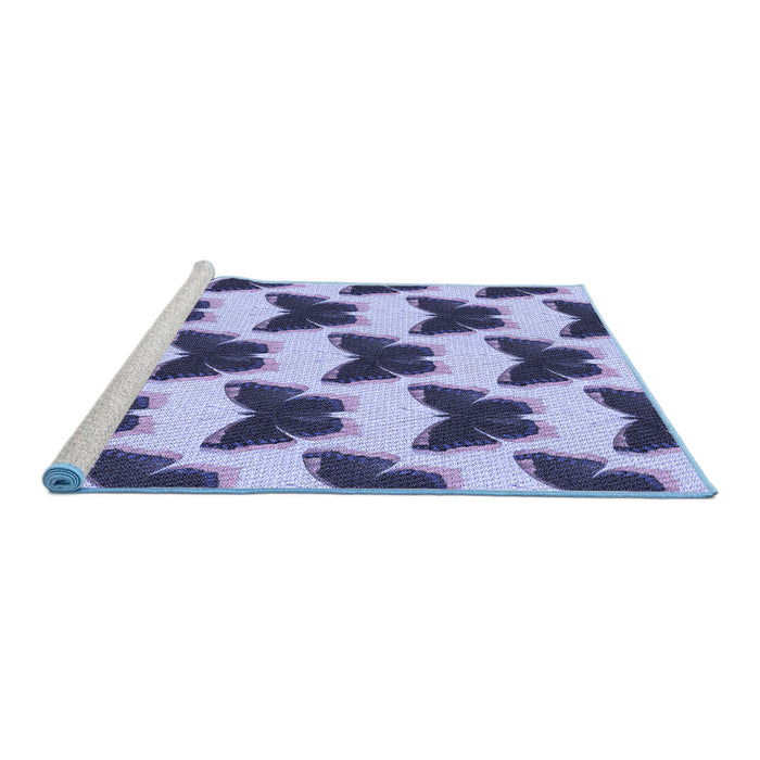 Sideview of Machine Washable Transitional Blue Rug, wshpat654blu